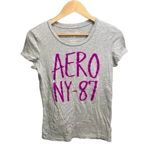Aeropostale Gray Graphic Tee AERO NY-87 Short Sleeve Casual Top Y2k‎